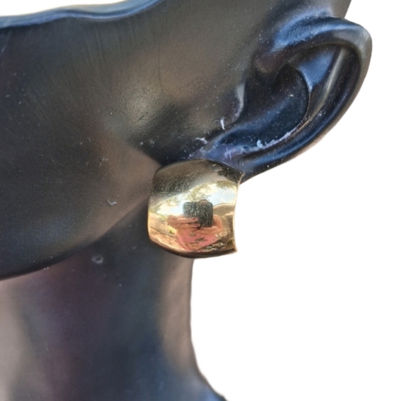 Monet 1980s/90s Vintage Gold Chunky Half Hoop Earrings - Picture 1 of 5